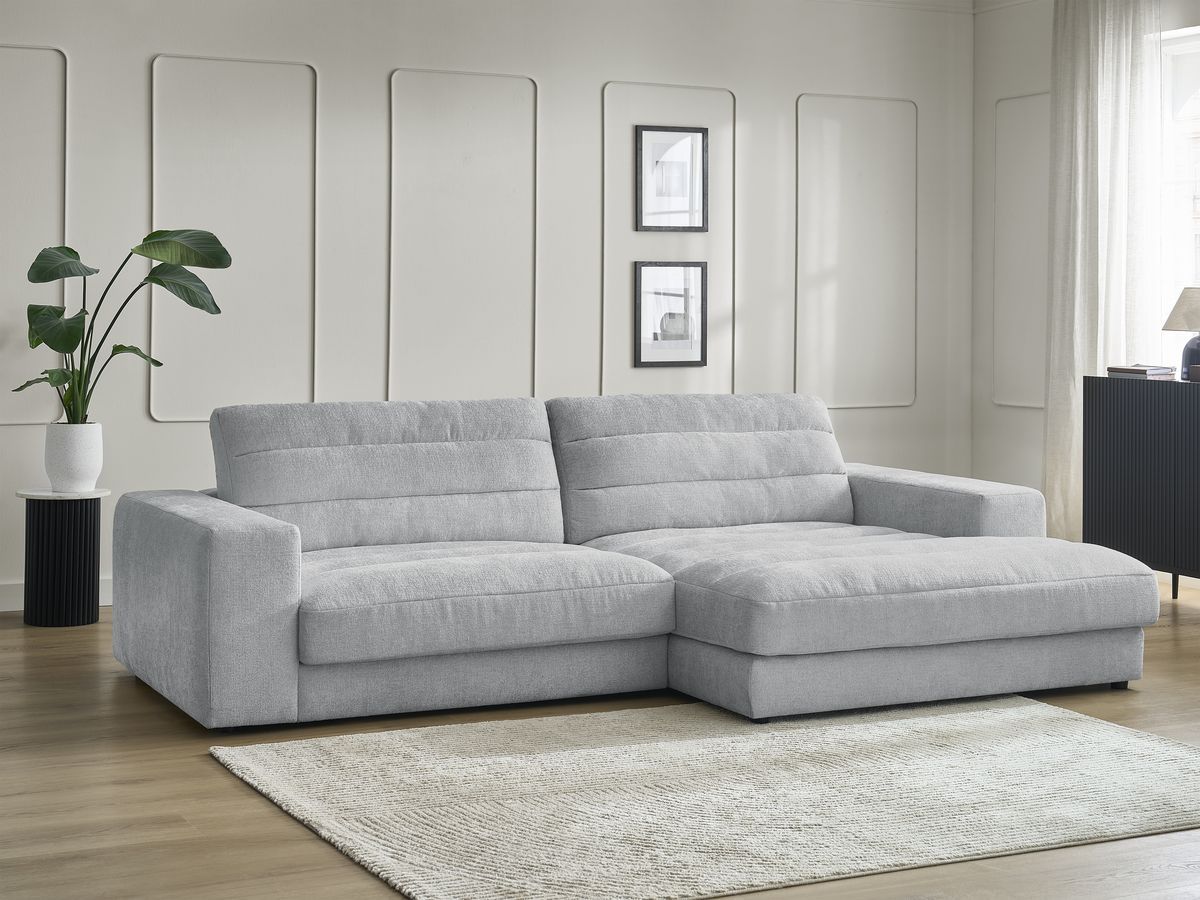 Bobochic Sierra Ecksofa Strukturstoff Hellgrau Ecke rechts