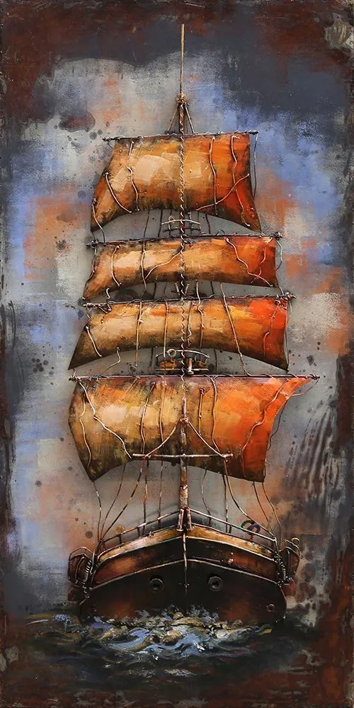 Moebelfaktor Handgefertigtes Metallbild Sailing ca. 70x140 cm