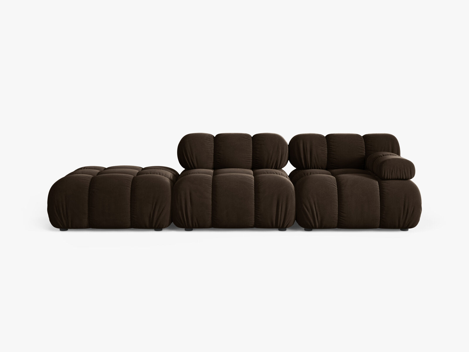 Micadoni Modulares Sofa Bellis 4-Sitzer Links Samt Bluvel Dunkelbraun
