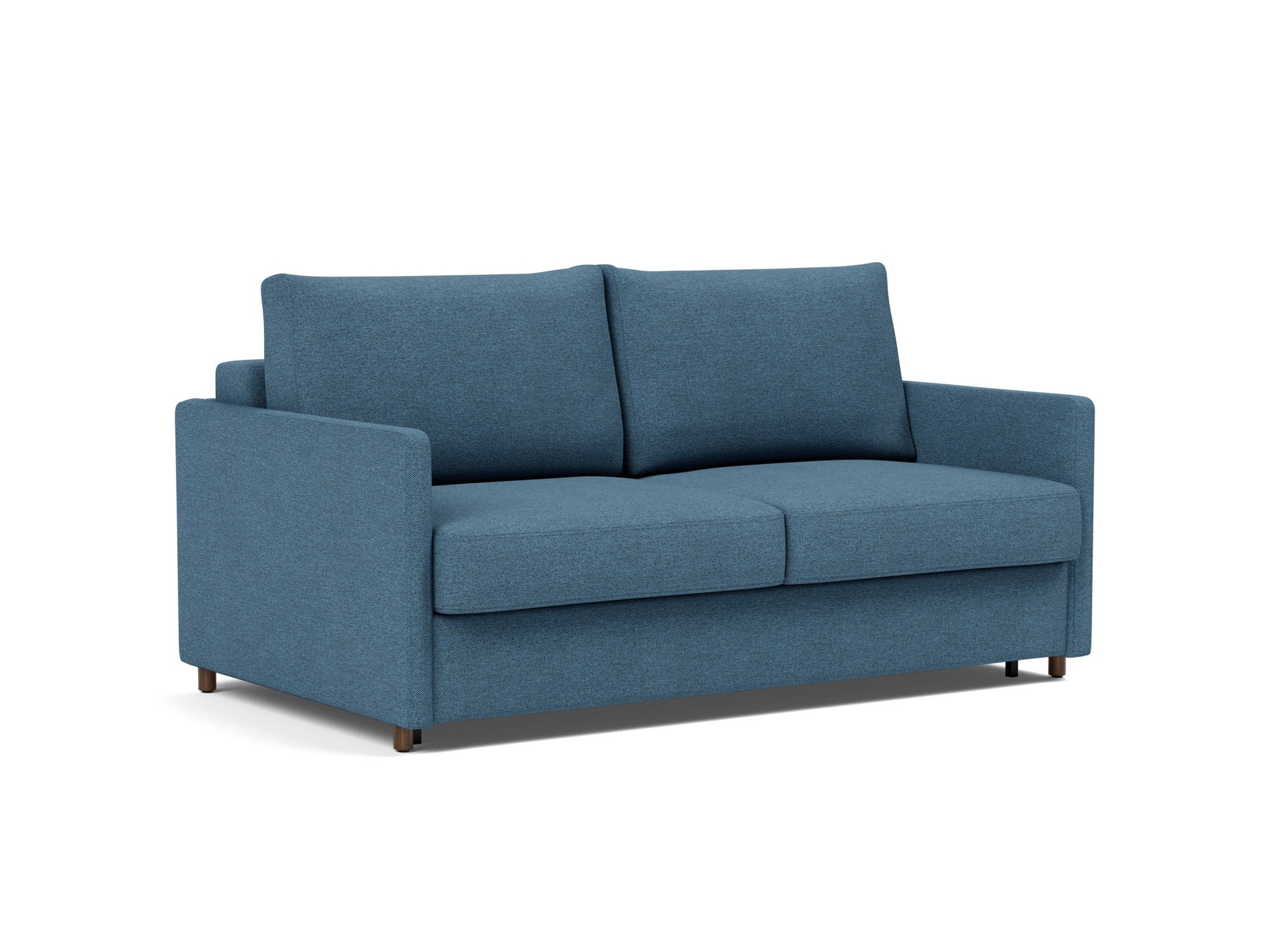 Schlafsofa Neah mit Slim-Armlehnen 160 Strukturierter Stoff Weda 302-Weda-Blue