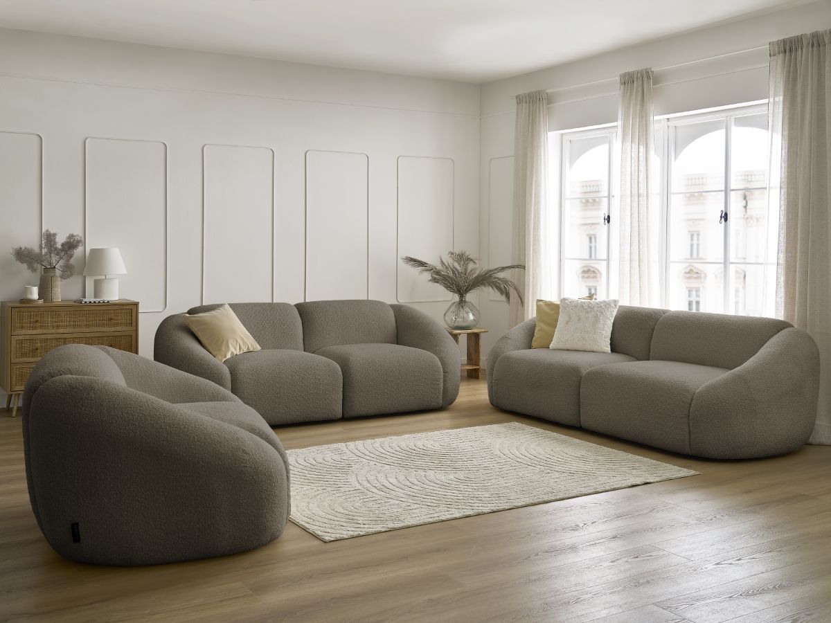 Bobochic Tina Sofa 6-Sitzer Bouclé-Stoff Taupe