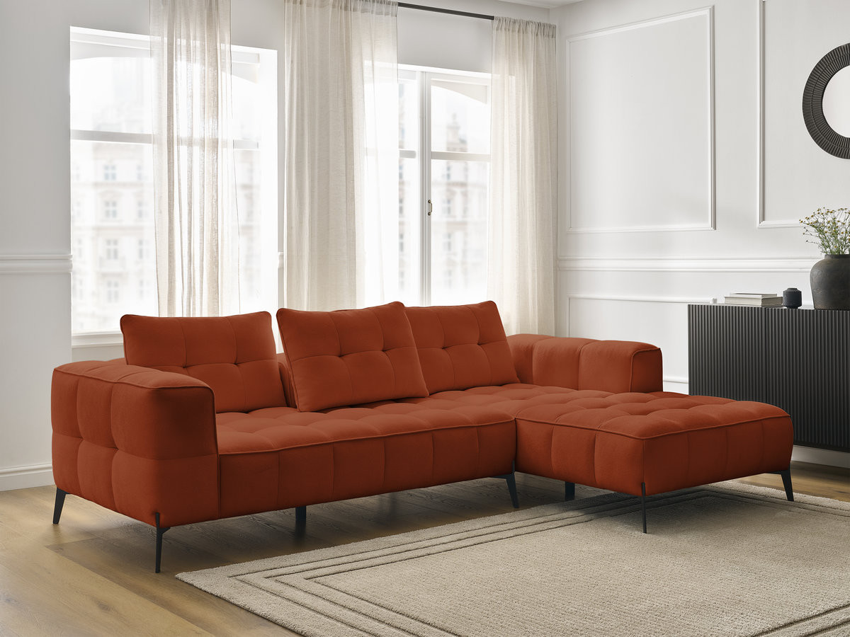 Bobochic Anis Ecksofa Strukturstoff Orange Ecke rechts