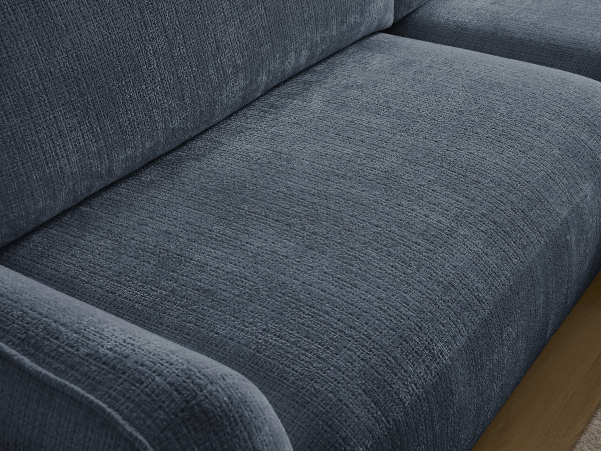 Bobochic Denise Ecksofa mit Schlaffunktion und Bettkasten 258 × 160 cm Strukturstoff Dunkelblau Ecke rechts