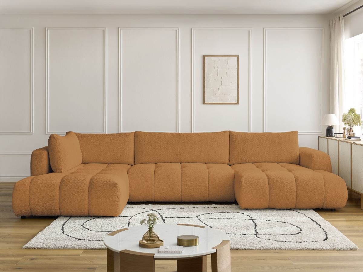 Bobochic Fuji Wohnlandschaft Bouclé-Stoff Gelb Ecke rechts