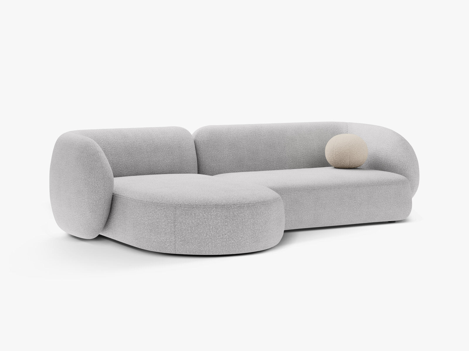 Micadoni Ecksofa Kate 3-Sitzer Links Boucle Baloo Hellgrau
