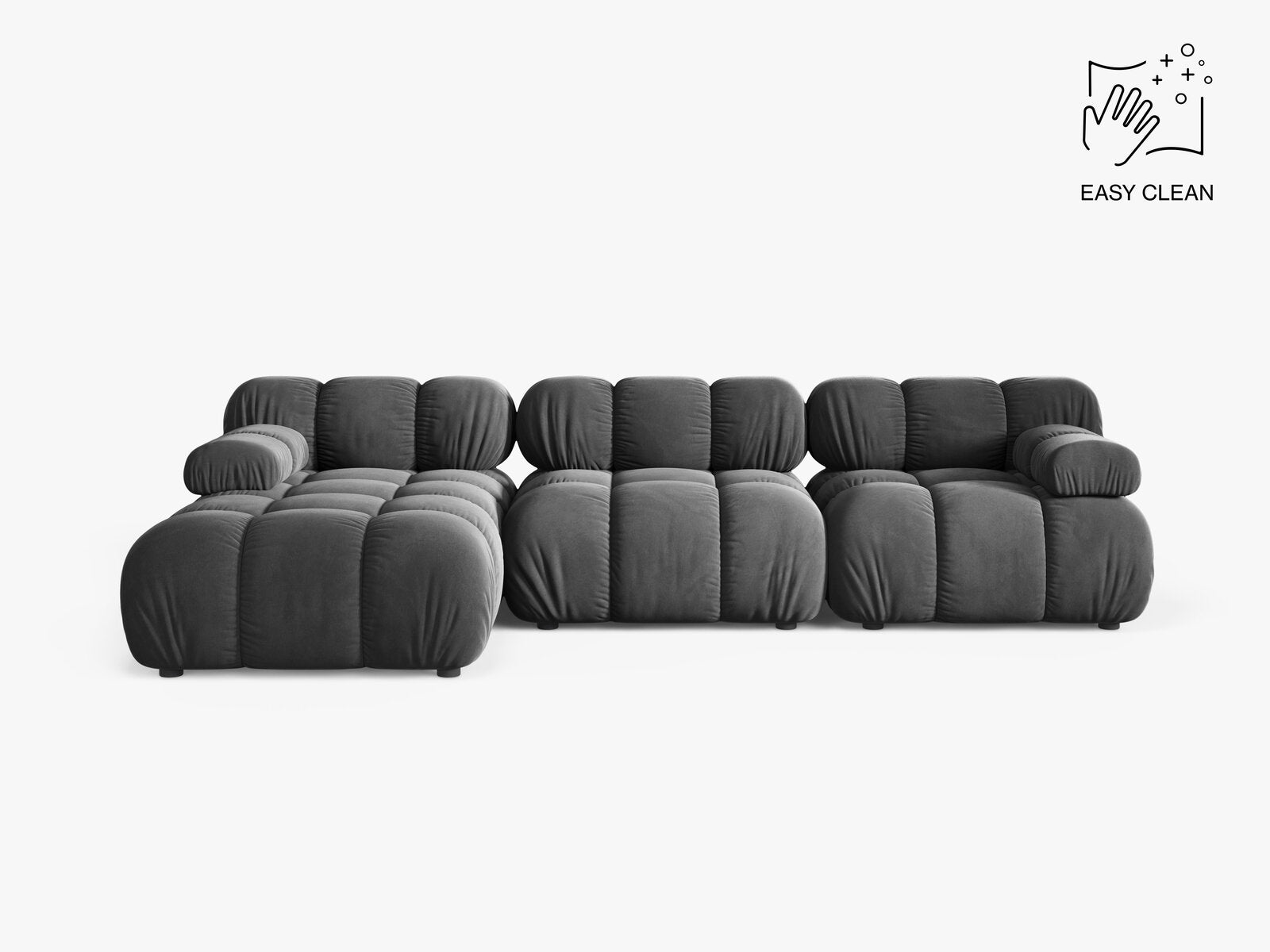 Micadoni Modulares Ecksofa Bellis 4-Sitzer Links Samt Venus Grau