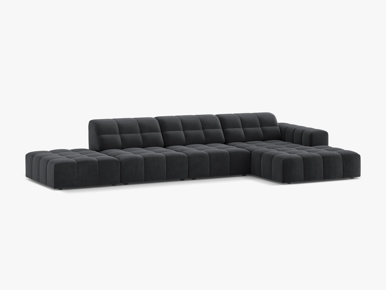 Micadoni Ecksofa Jennifer 5-Sitzer Rechts Samt Bluvel Grau