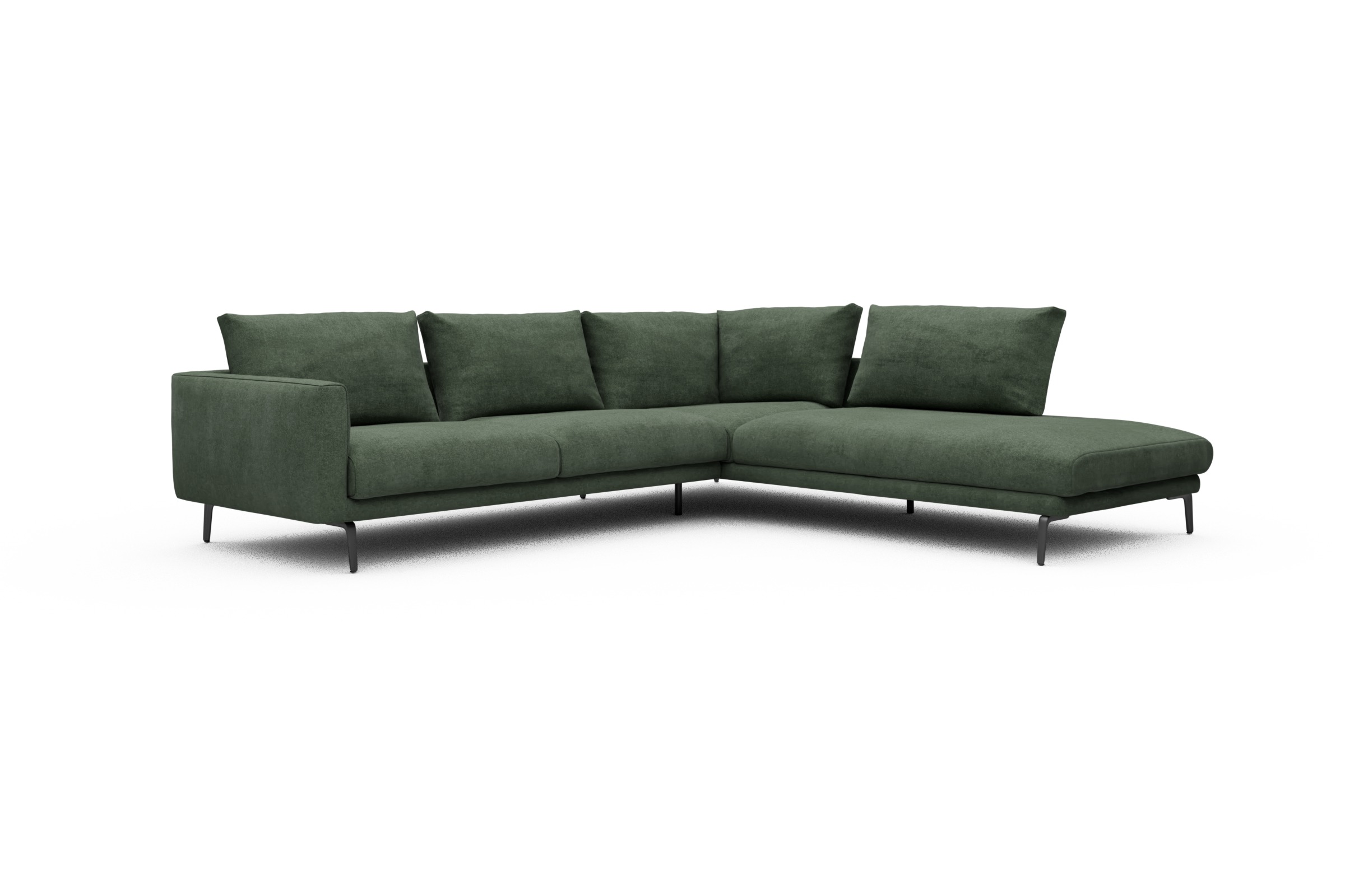 Ecksofa Karl Relax-Ecke rechts mit 2,5-Sitzer Casone-Forest-Green