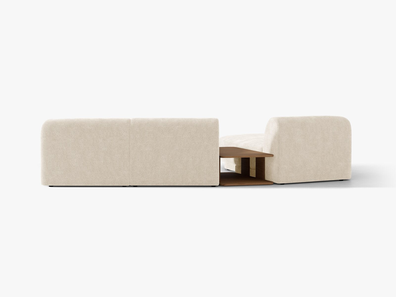 Micadoni Modulares Sofa Miley mit Recamiere 3-Sitzer Links Chenille Eden Elfenbein