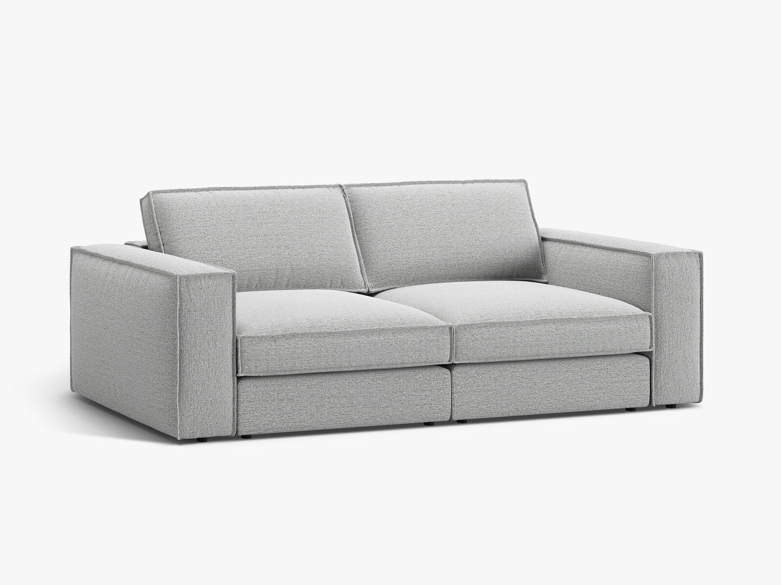 Micadoni modulares Sofa Pola 3-Sitzer Strukturierter Stoff Babel Hellgrau