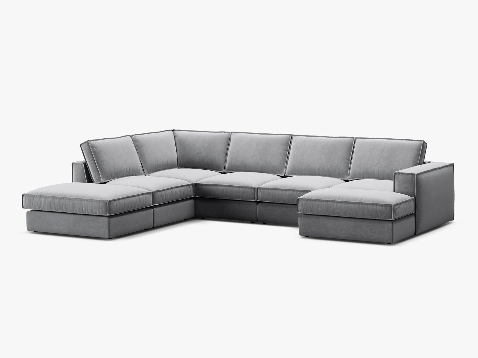 Micadoni modulares Panorama Ecksofa Pola 5-Sitzer Links Samt Salvador Grau