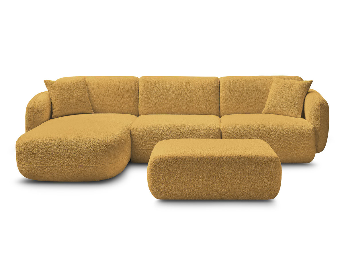 Bobochic Anda Ecksofa mit Pouf 292 × 163 cm Chenille Gelb Ecke links