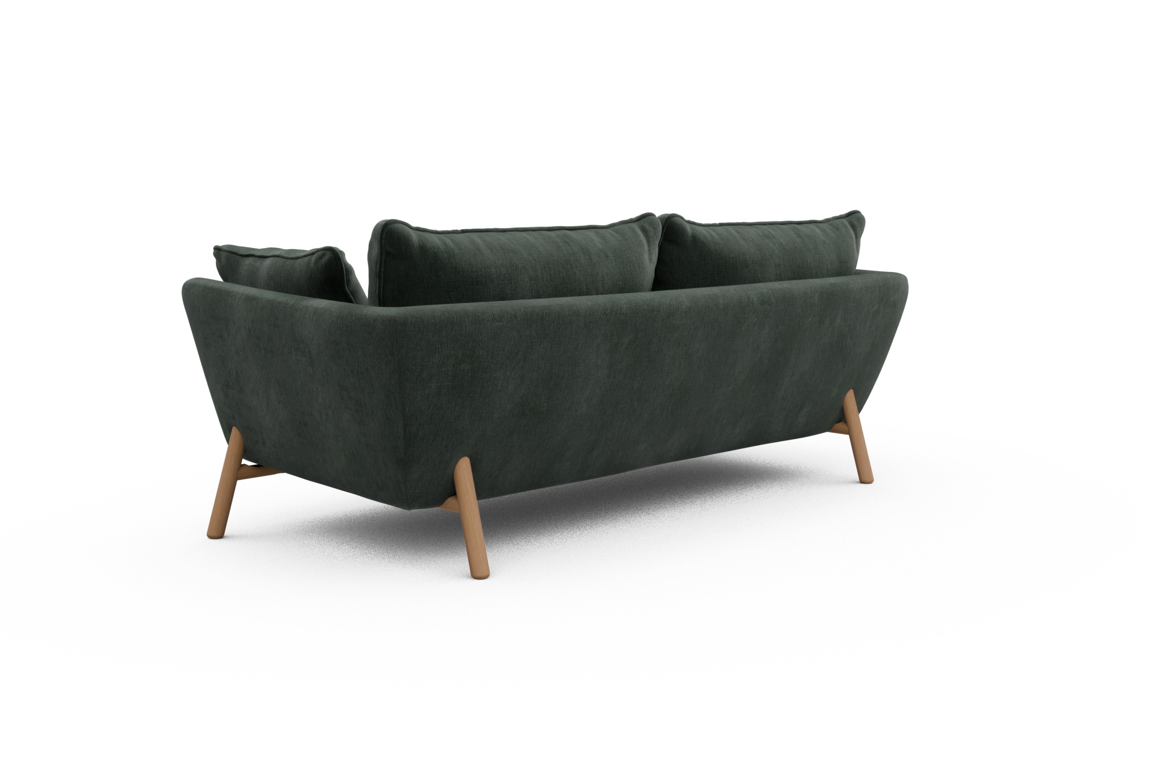 Sofa Emil PREMIUM 3-Sitzer Beinfarbe Eiche Natur Smooth-Laurel-Green