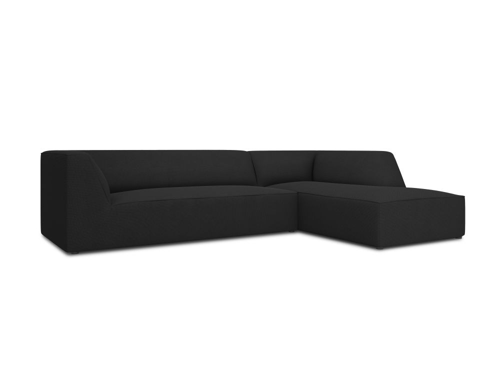 Cosmopolitan Design Ecksofa Siena 4-Sitzer Strukturierter Stoff Ottawa Schwarz Rechts