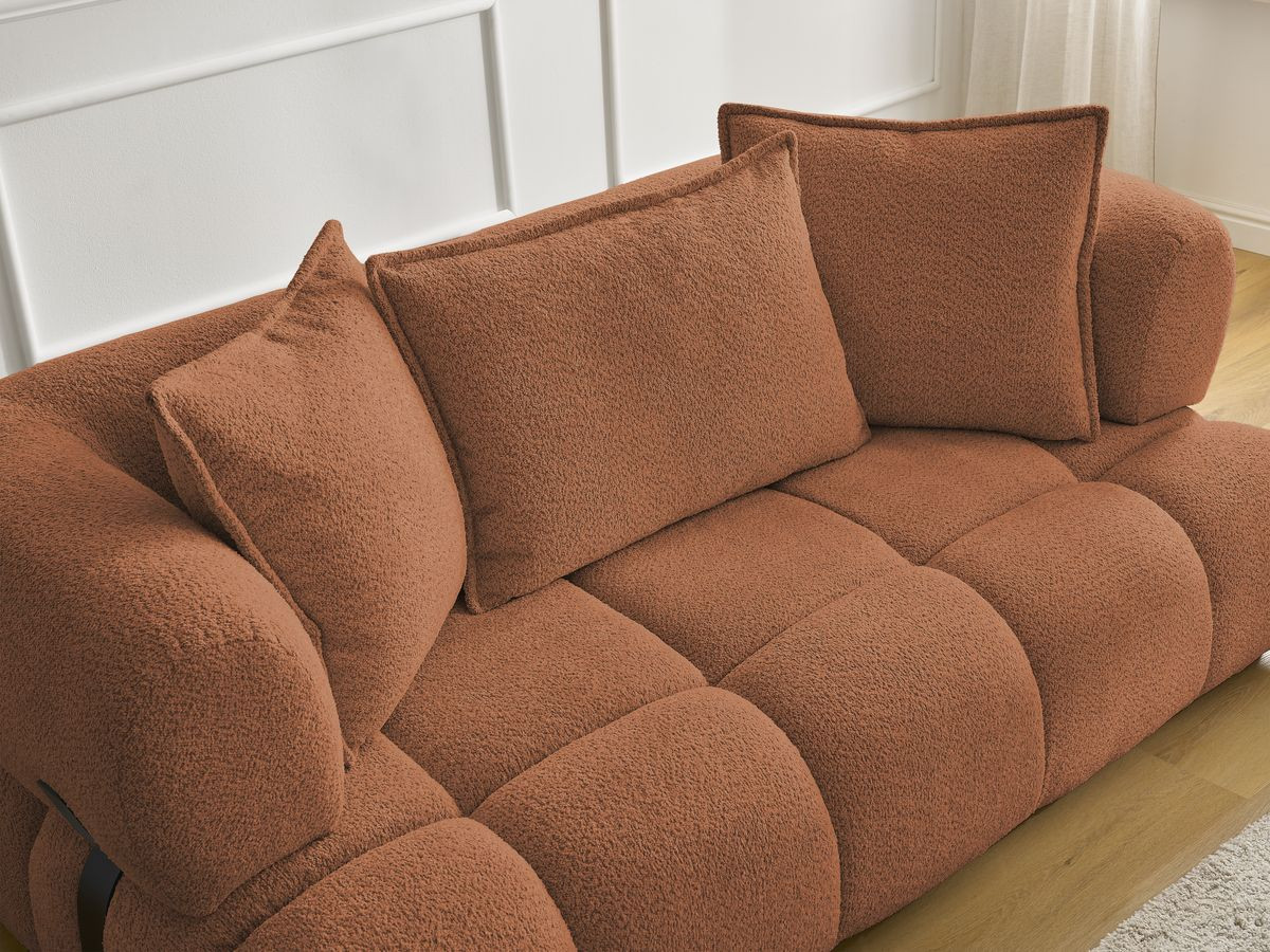 Bobochic Alya Sofa 2-Sitzer mit Pouf Bouclé-Stoff Orange