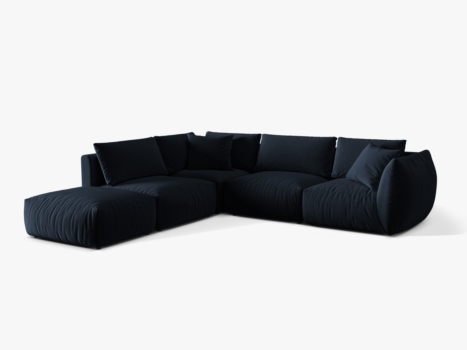 Micadoni Modulares Ecksofa Chris 4-Sitzer Links Samt Königsblau