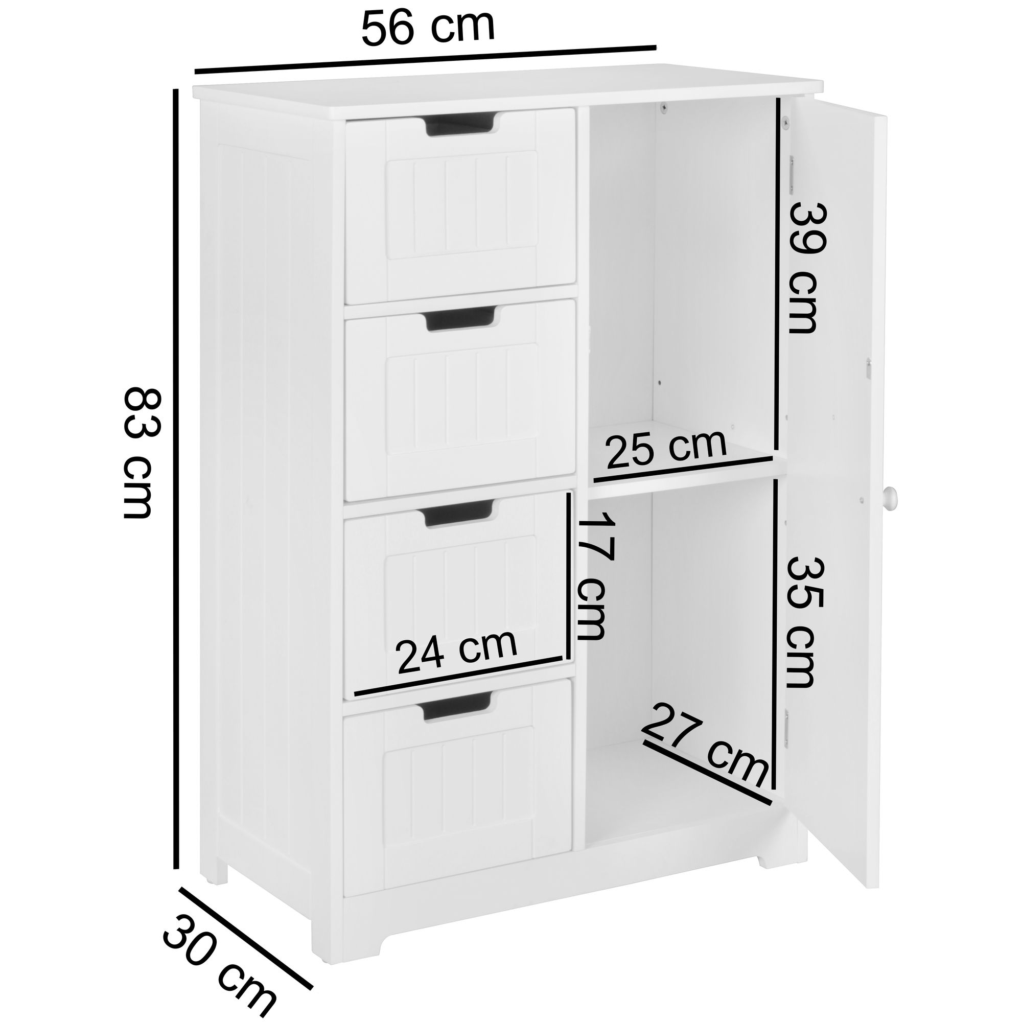 Unterschrank Grebbestad Weiß 56 × 30 × 83 cm