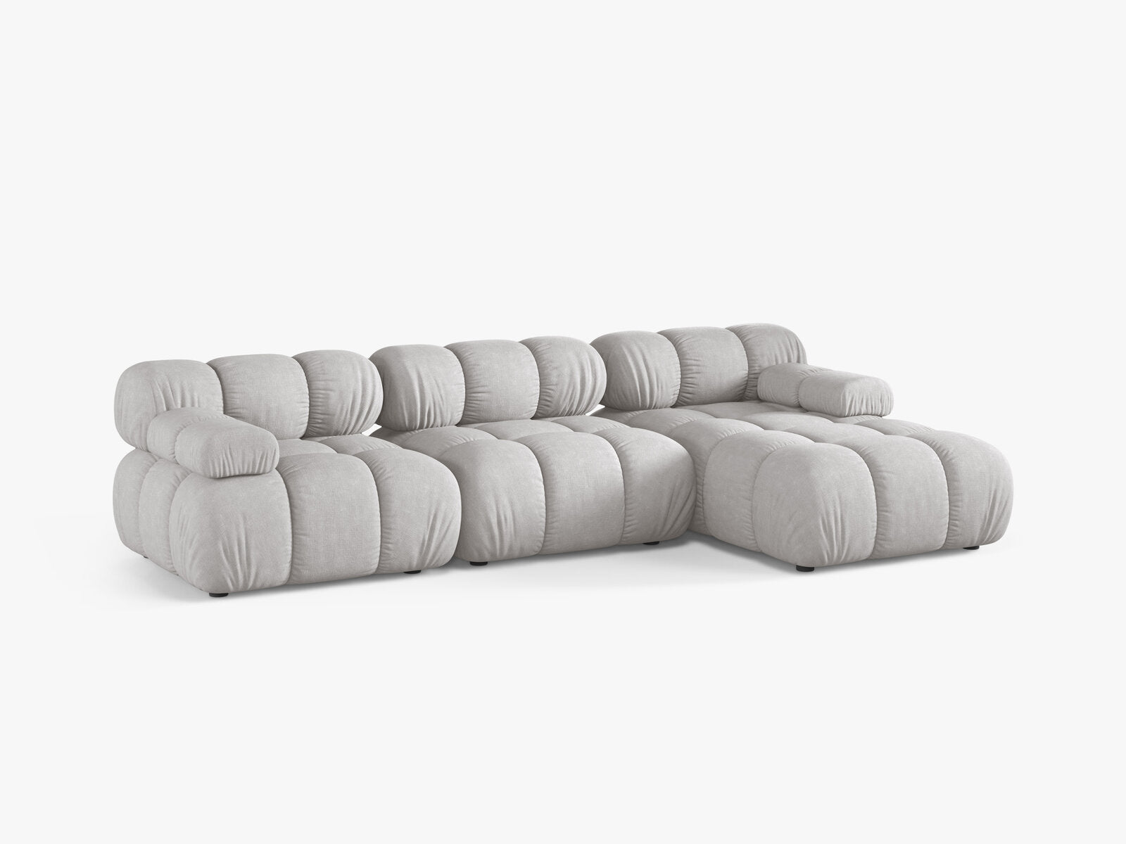 Micadoni Modulares Ecksofa Bellis 4-Sitzer Rechts Strukturierter Stoff Liberty Hellgrau