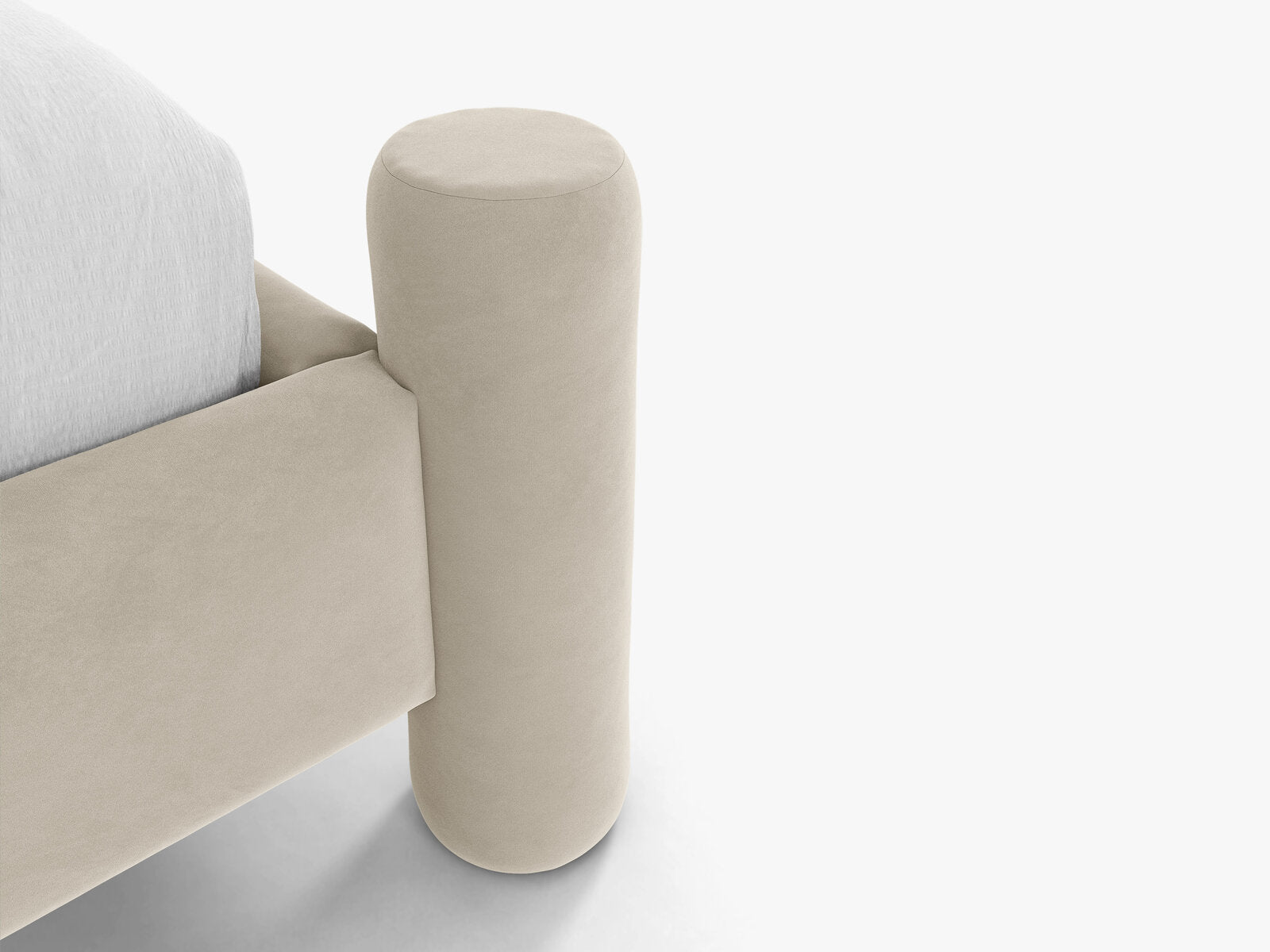 Micadoni Vera Bett mit Kopfteil Samt Casino Helles Beige 180x200