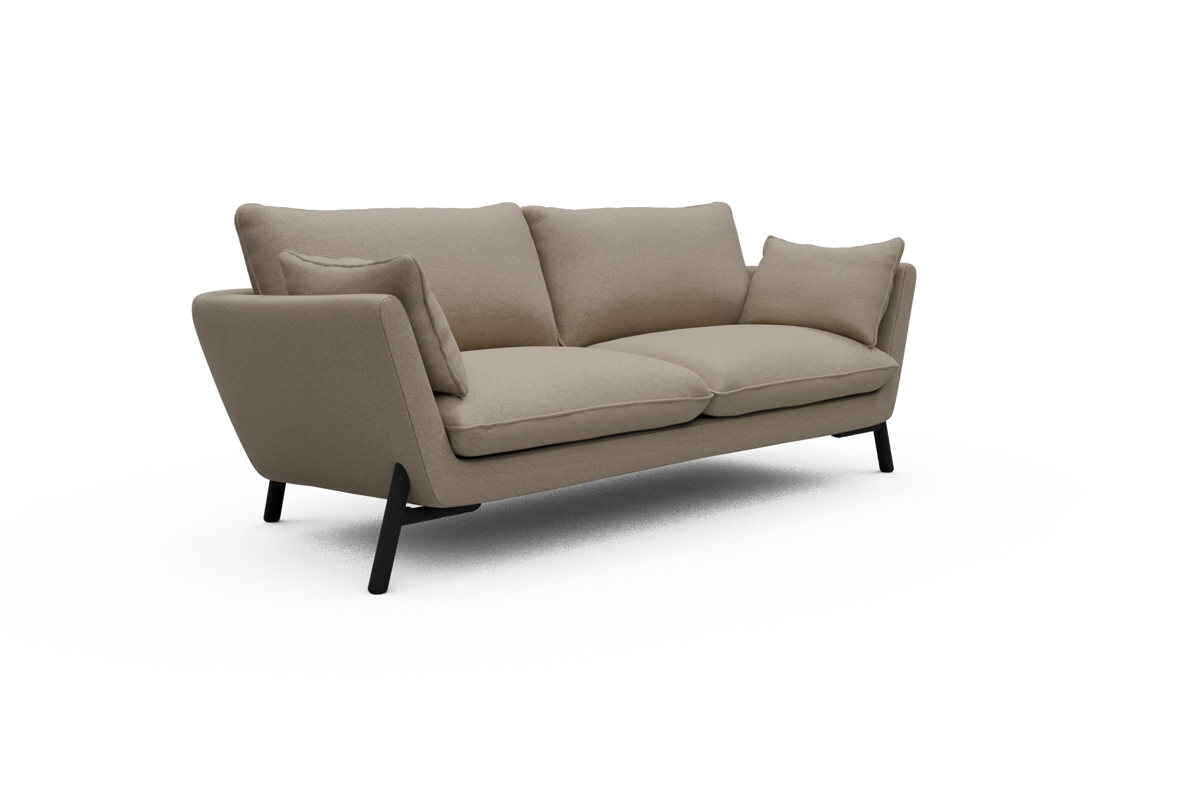 Sofa Emil 3-Sitzer Beinfarbe Eiche Schwarz Satya-Natural