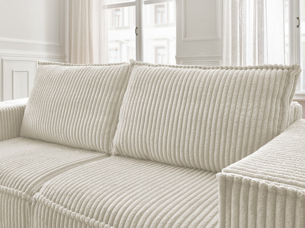 Bobochic Chelsea Schlafsofa 3-Sitzer Cordsamt Beige, Liegefläche 140 × 200 cm
