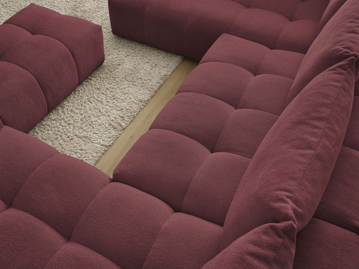 Bobochic Everest Wohnlandschaft mit Pouf, 6 Kissen Melange-Stoff Rot Ecke rechts