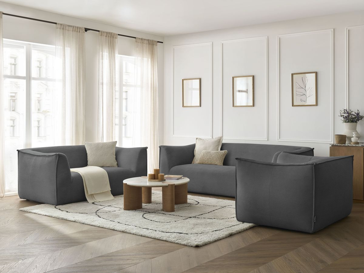 Bobochic Giorgia Sofa 5-Sitzer 534 × 100 cm Cordsamt Dunkelgrau