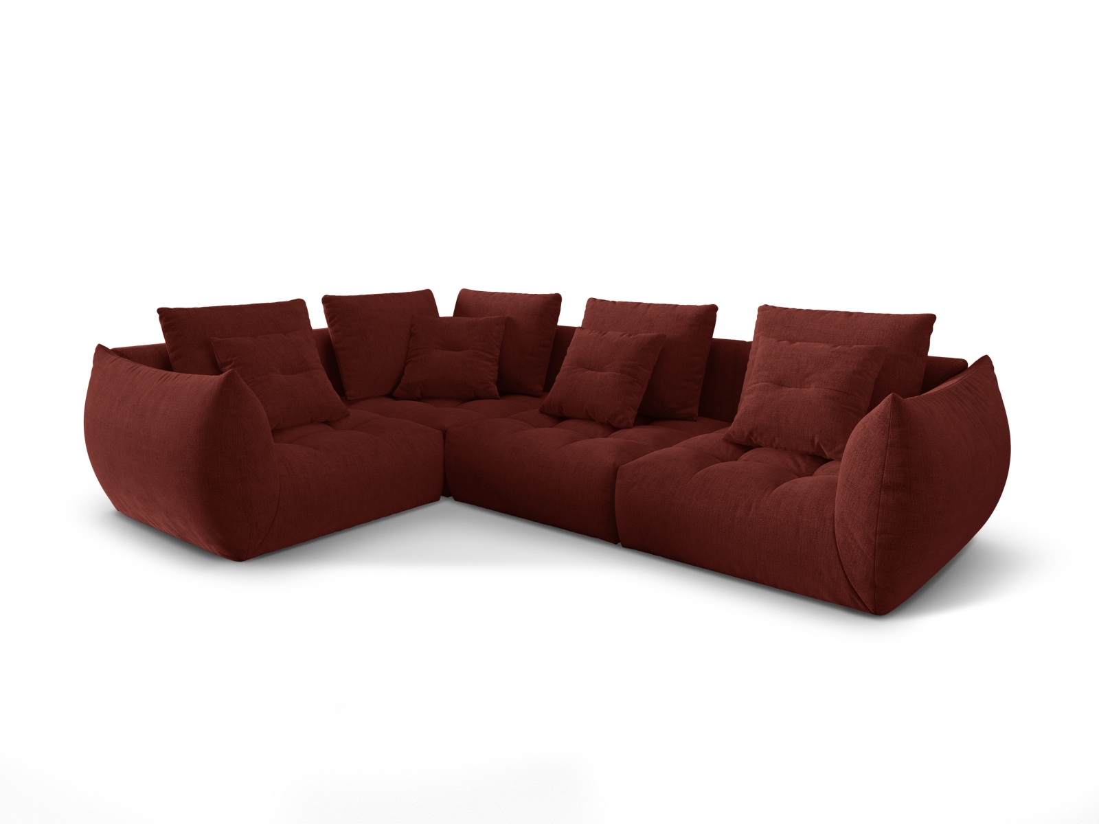 Micadoni Ecksofa Bloom 4-Sitzer Links Strukturierter Stoff Rot