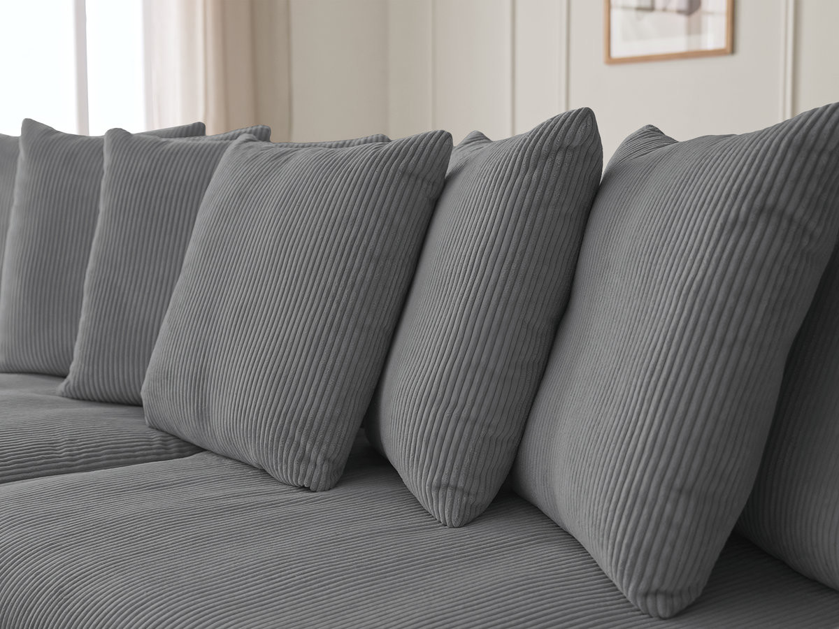 Bobochic Enore Ecksofa mit Pouf Cordsamt Dunkelgrau Ecke links