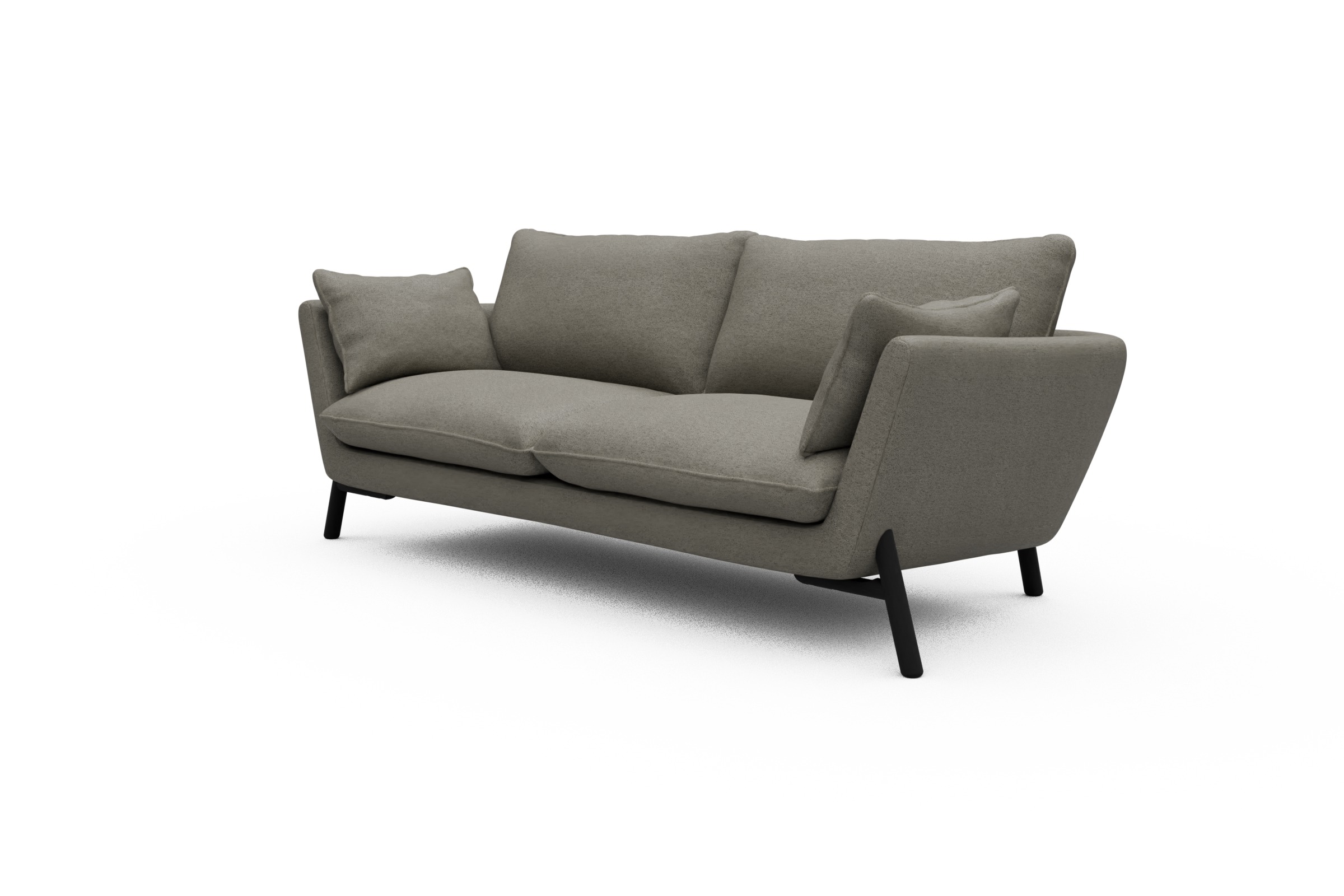 Sofa Emil 3-Sitzer Beinfarbe Eiche Schwarz Denari-Warm-Grey