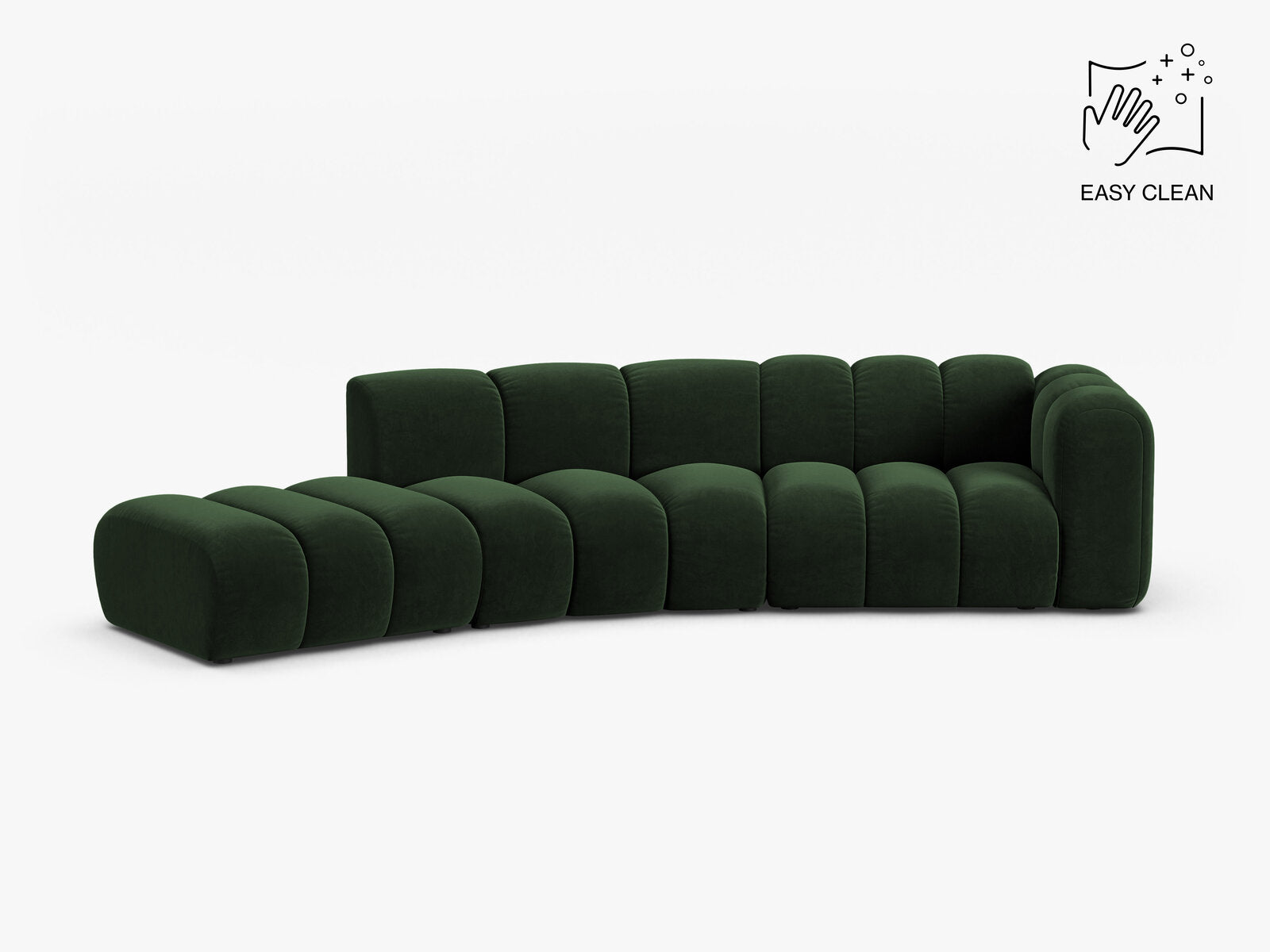 Micadoni Modulares Sofa Lupine 5-Sitzer Samt Venus Flaschengrün Links