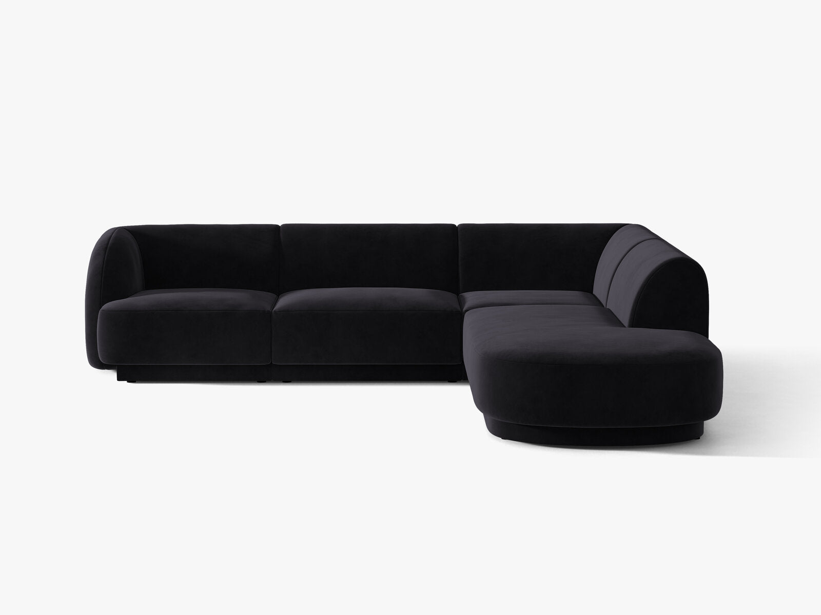 Micadoni Ecksofa Miley 6-Sitzer Samt Venus Schwarz Rechts