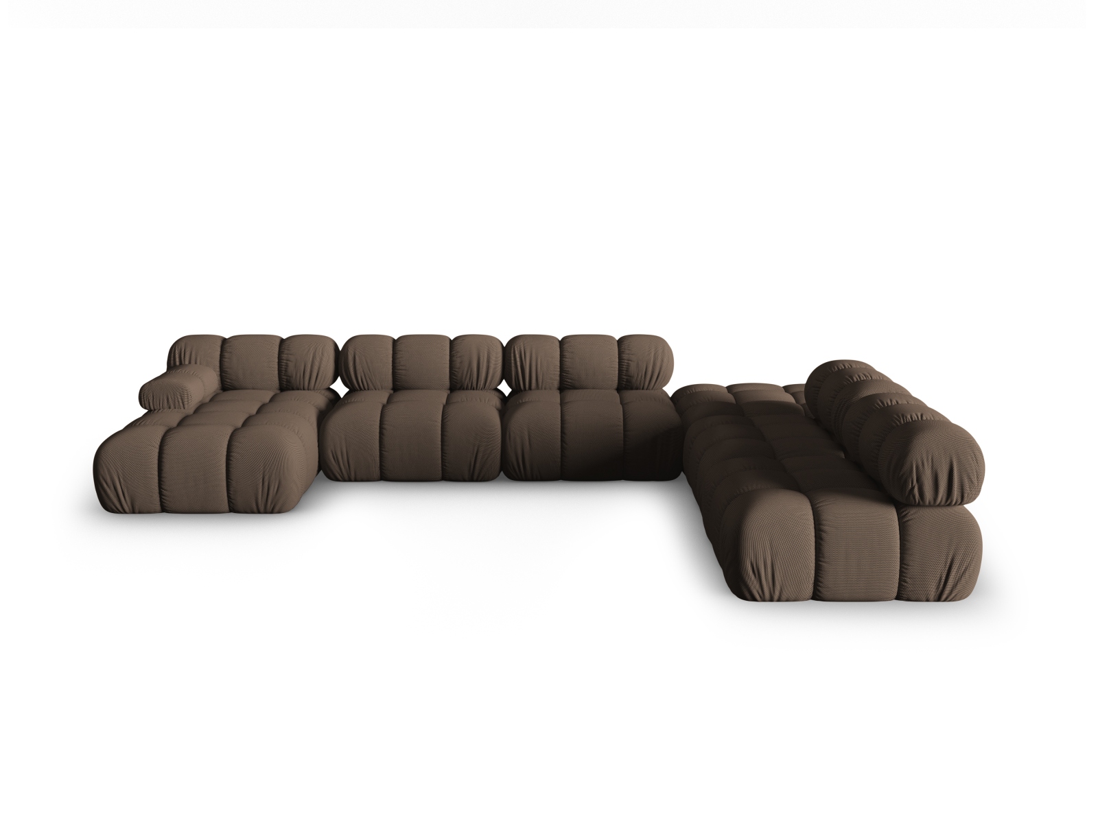 Micadoni Modulares Panorama Ecksofa Bellis 7-Sitzer Rechts 3D-Stoff Sonic Braun
