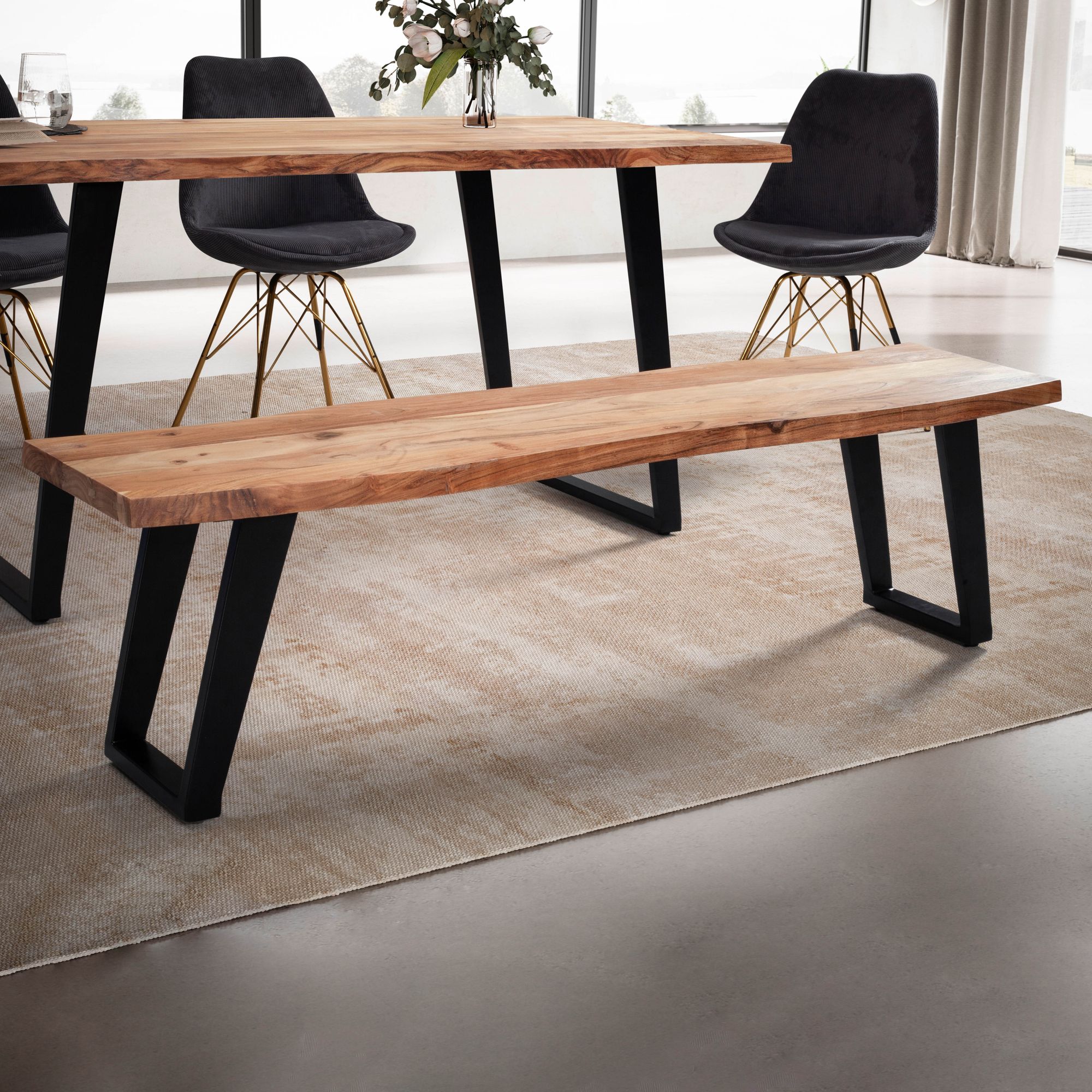 Essbank Meraker Akazie Massivholz 120 cm