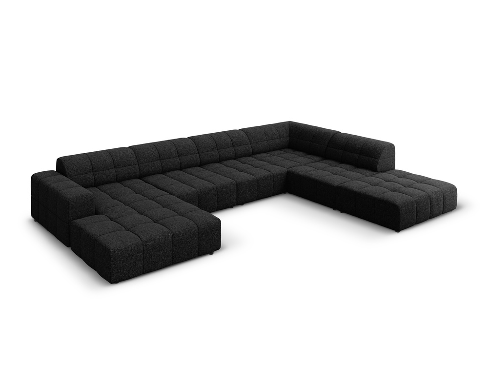 Cosmopolitan Design Panoramasofa Chicago 7-Sitzer Chenille Haga Schwarz Rechts