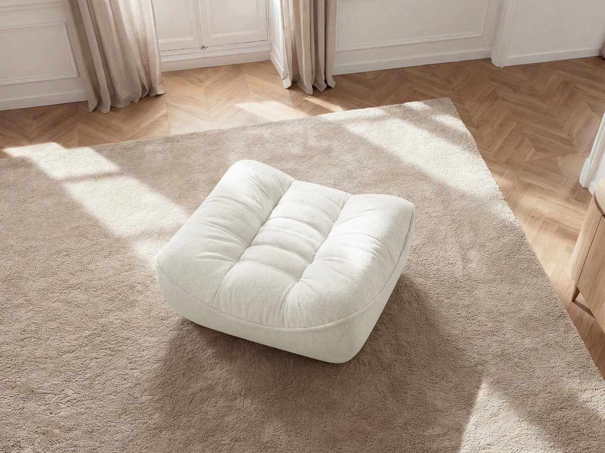 Bobochic Serena Pouf Melange-Stoff Weiß
