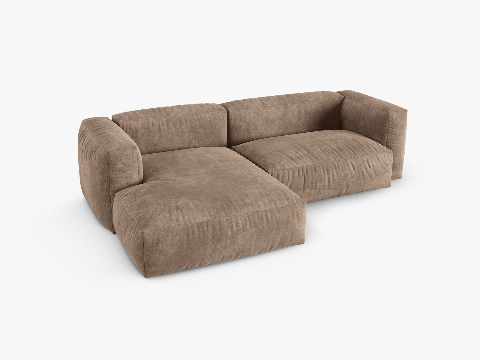 Micadoni Ecksofa Martina 2-Sitzer 90cm Sitztiefe Links Samt Vogue Dunkelbeige