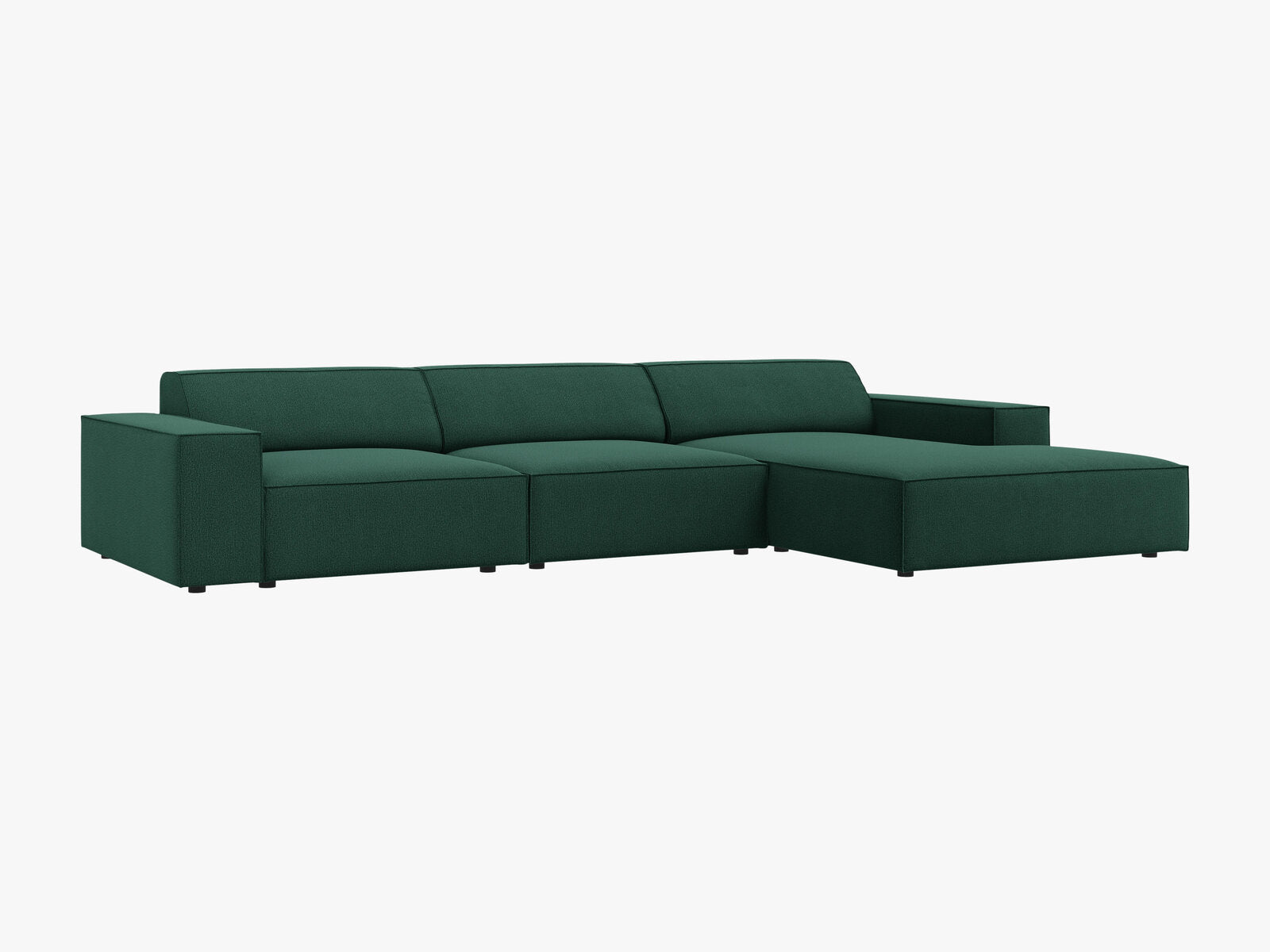 Micadoni Ecksofa Jodie 4-Sitzer Rechts Strukturierter Stoff Megan Grün