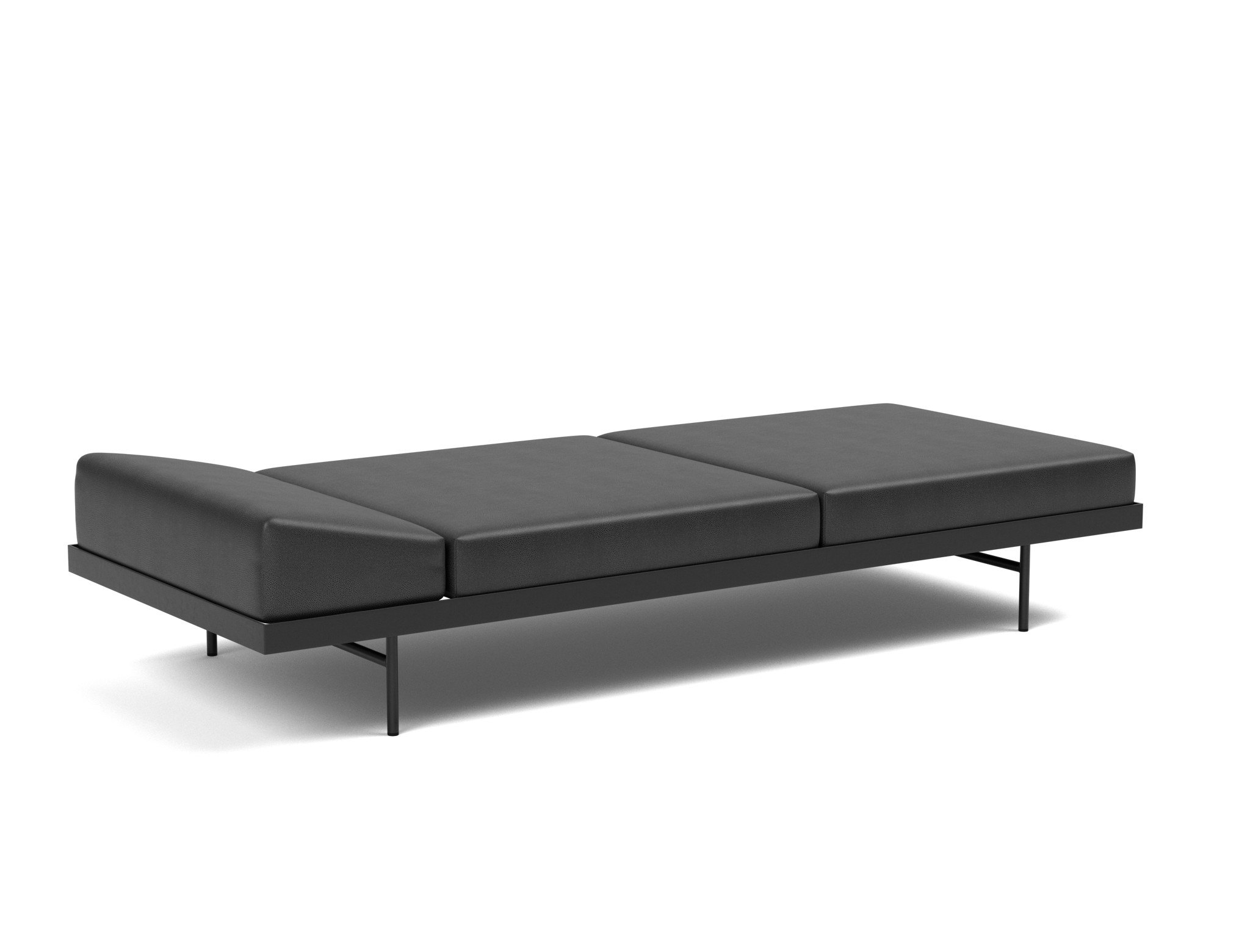 Tagesbett Puri Lederoptik Faunal 550-Black Beine mit Nussbaumtisch