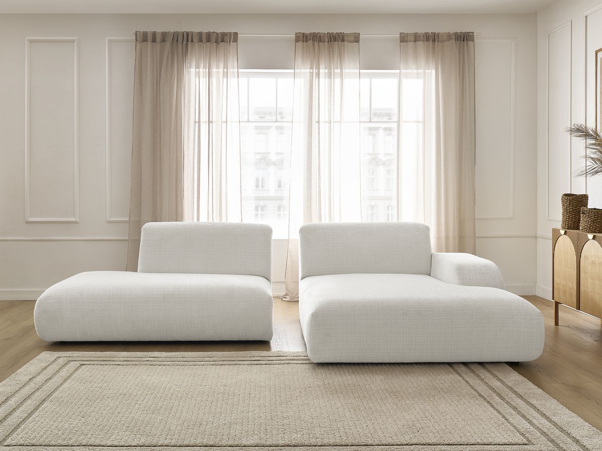 Bobochic Sirius Ecksofa 300 × 170 cm Strukturstoff Weiß Ecke rechts