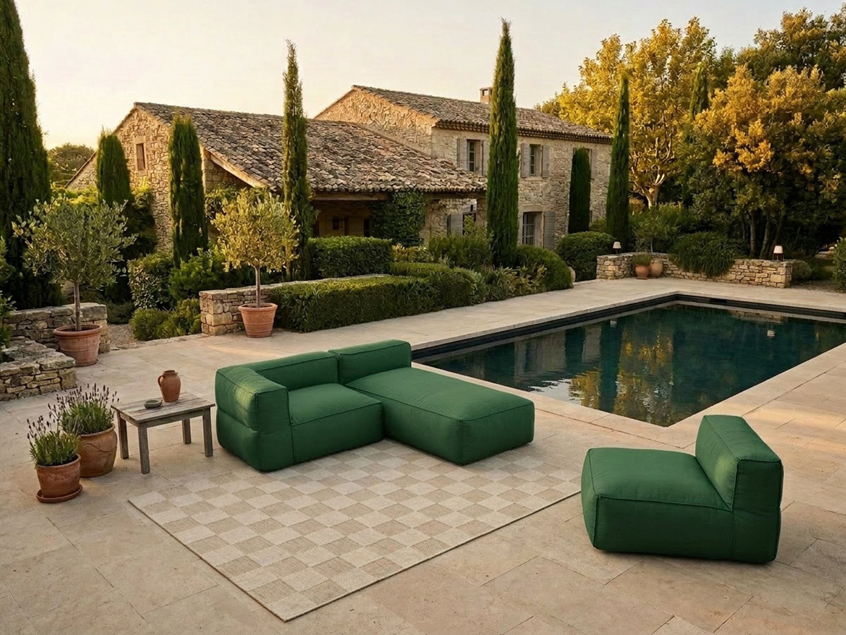 Bobochic Giulia Gartensofa 3-Sitzer 240 × 170 cm Stoff Grün