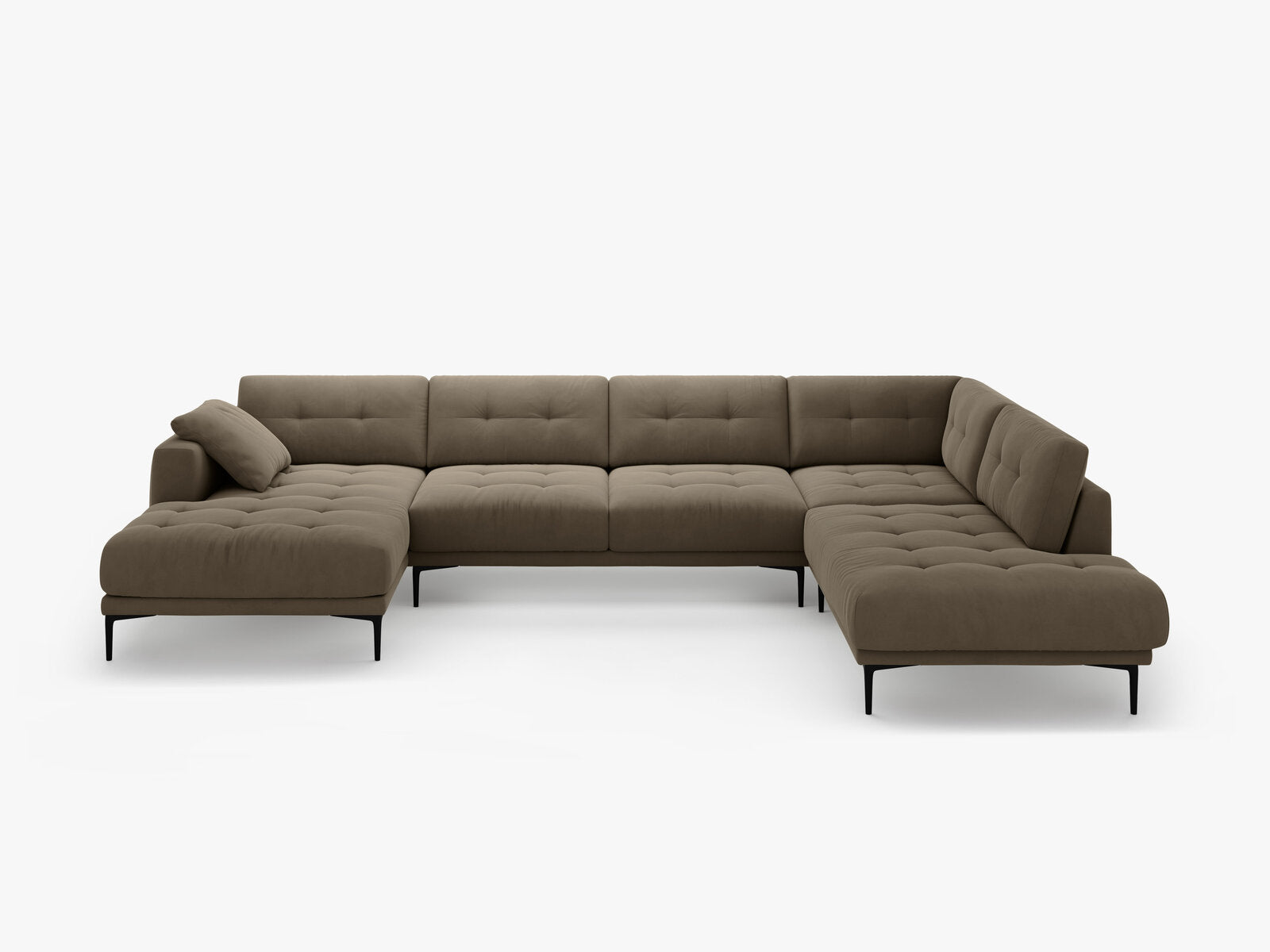 Micadoni Panorama Ecksofa Bemy 7-Sitzer Rechts Samt Grau Braun