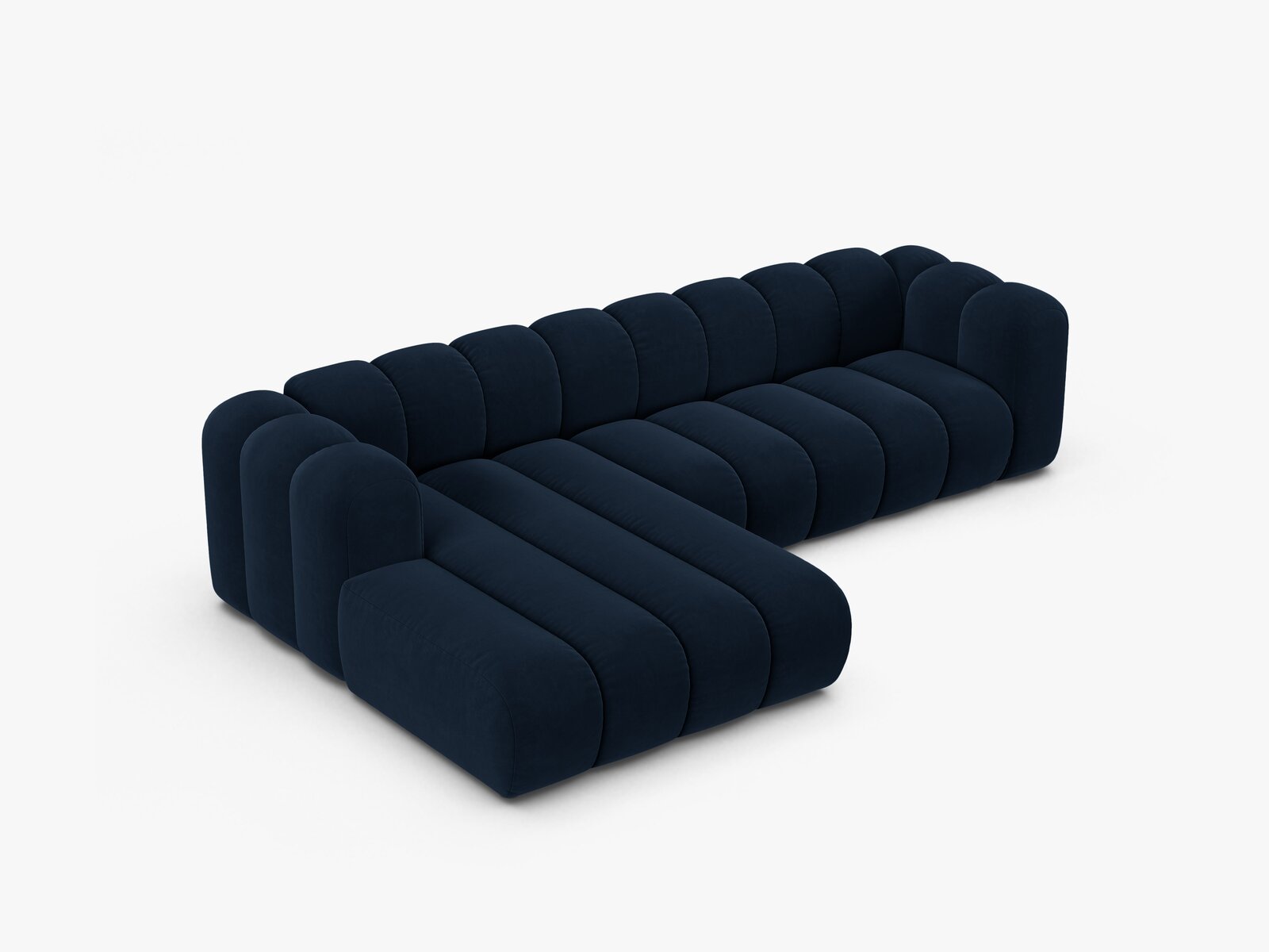 Micadoni Modulares Ecksofa Lupine 4-Sitzer Links Samt Salvador Königsblau