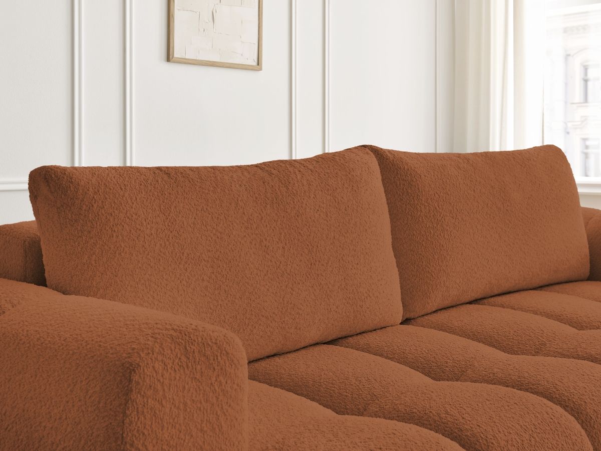 Bobochic Fuji Schlafsofa 3-Sitzer mit Bettkasten Bouclé-Stoff Orange