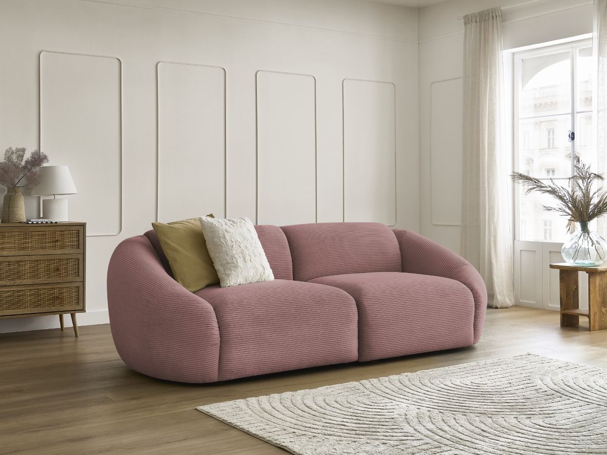 Bobochic Tina Sofa 3-Sitzer Cordsamt Rosa
