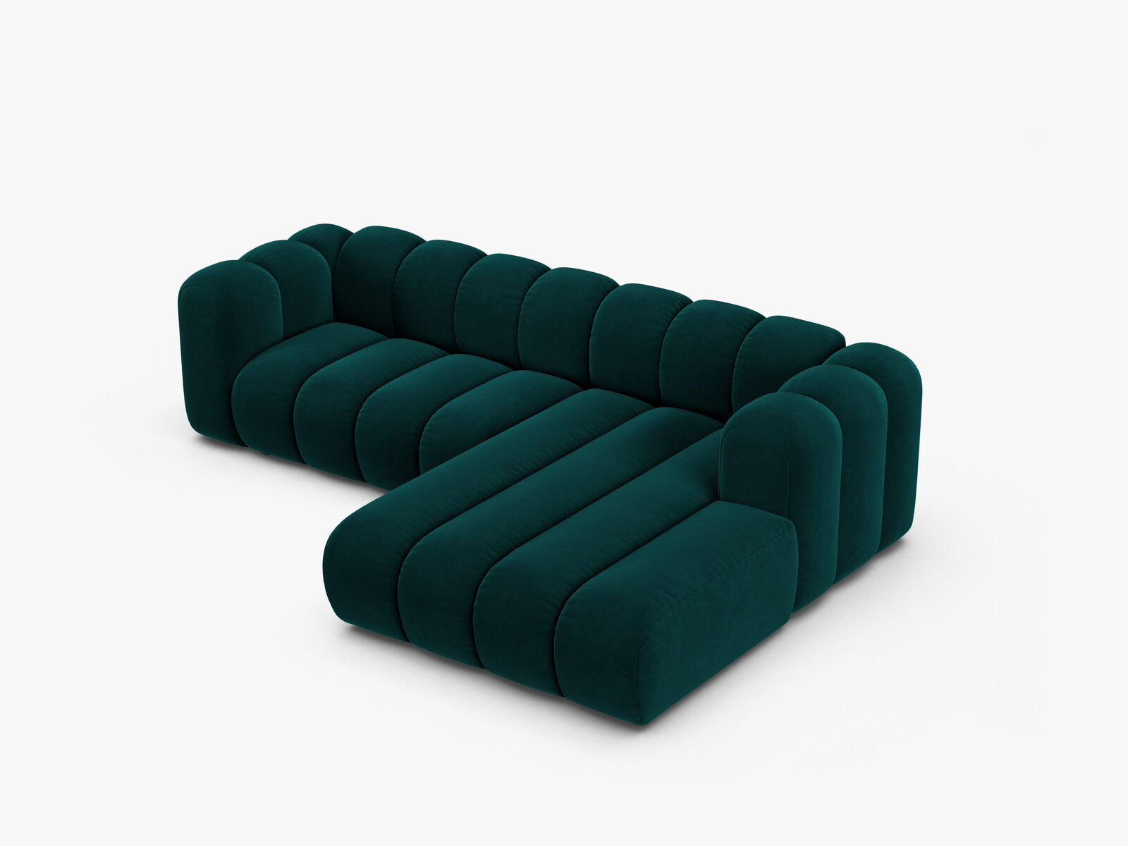 Micadoni Modulares Ecksofa Lupine 4-Sitzer mittelgroß Samt Venus Dunkel Petrol Rechts