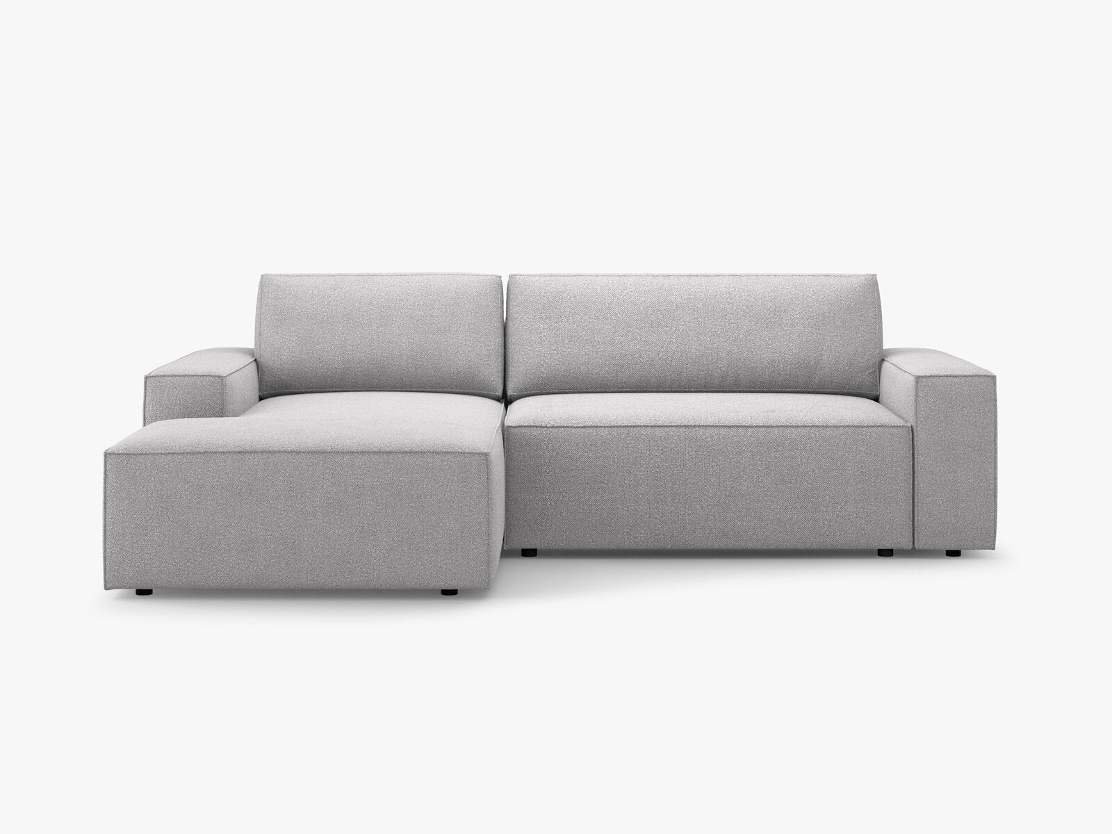 Micadoni Schlaf-Ecksofa Jodie 3-Sitzer Links Boucle Hellgrau