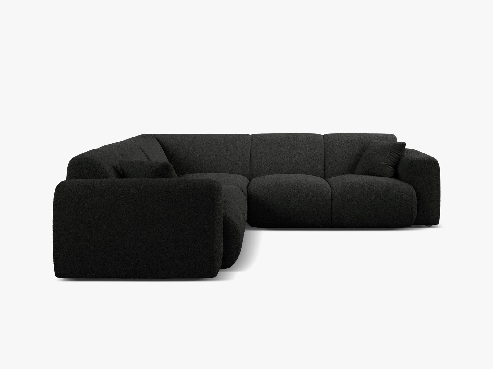 Micadoni Ecksofa Molino 5-Sitzer Boucle Baloo Schwarz