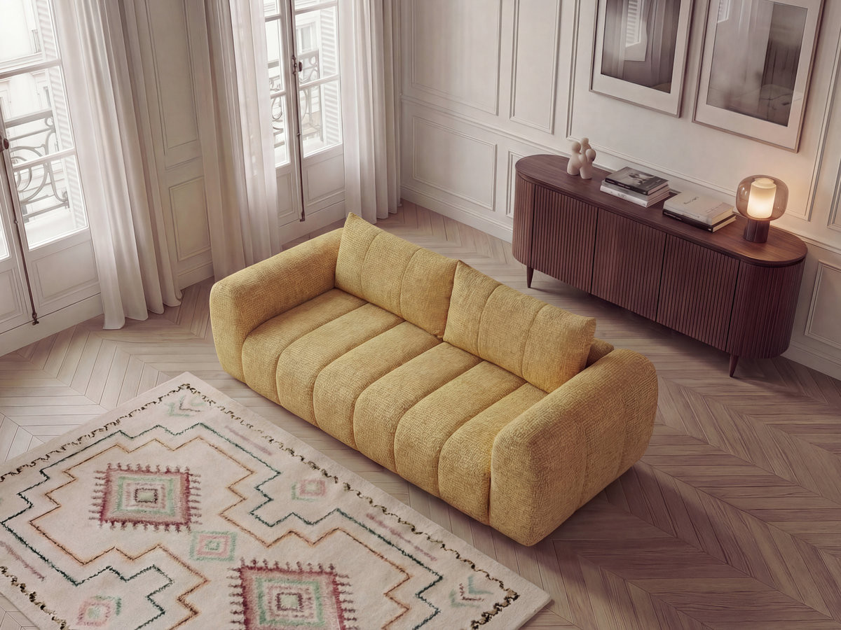 Bobochic Nesty Sofa 3-Sitzer Melange-Stoff Gelb