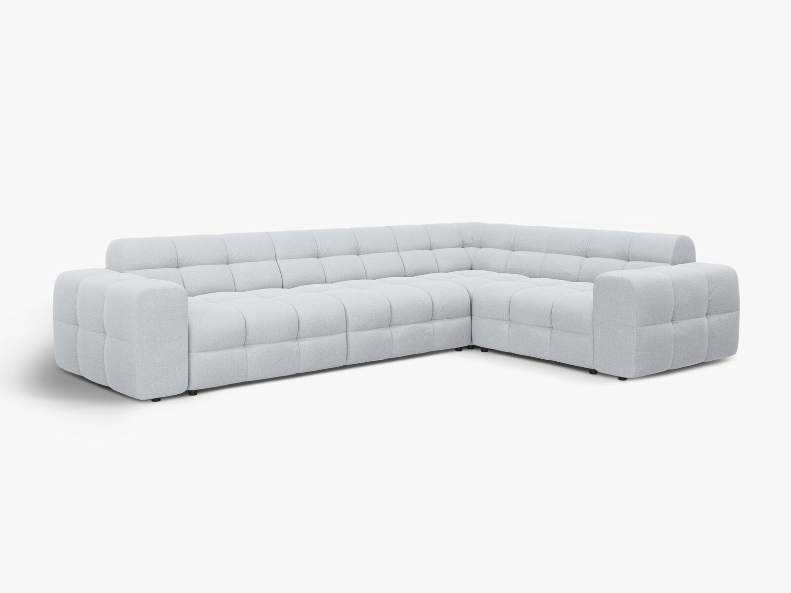 Micadoni Ecksofa Kendal 6-Sitzer Rechts Strukturierter Stoff Hellgrau